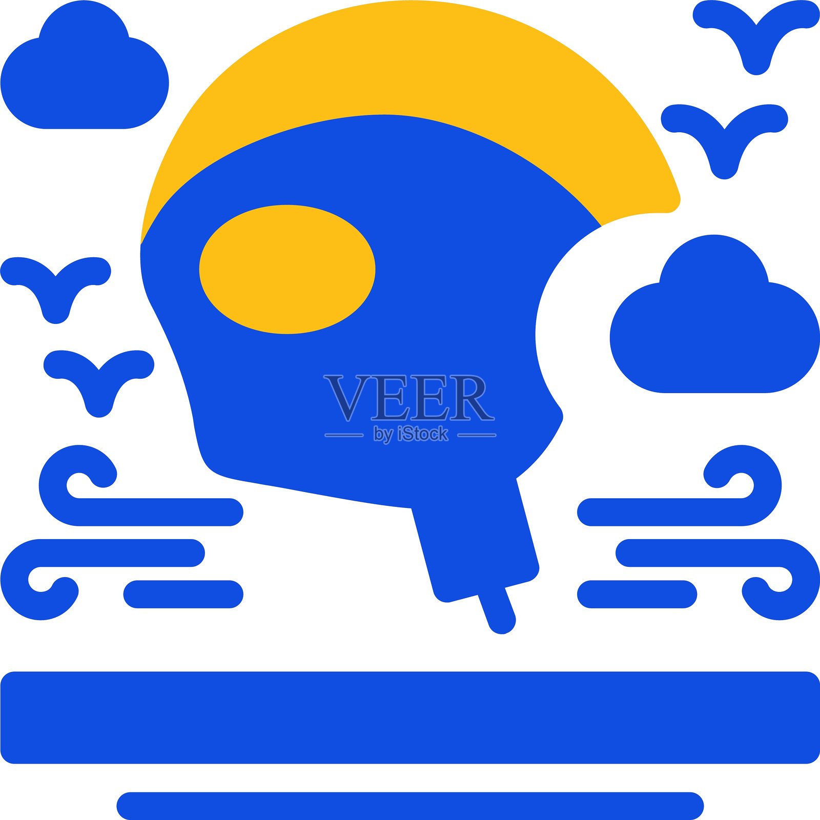 摩托车头盔扁平双色图标插画图片素材