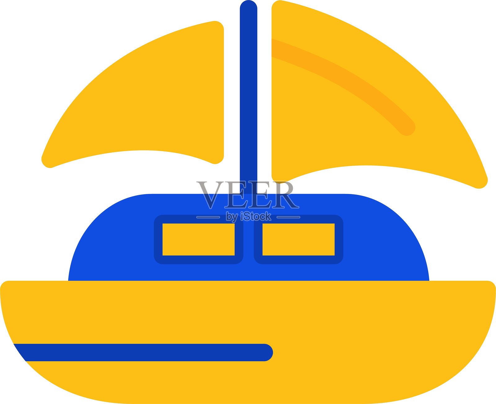 小艇平面双色图标插画图片素材