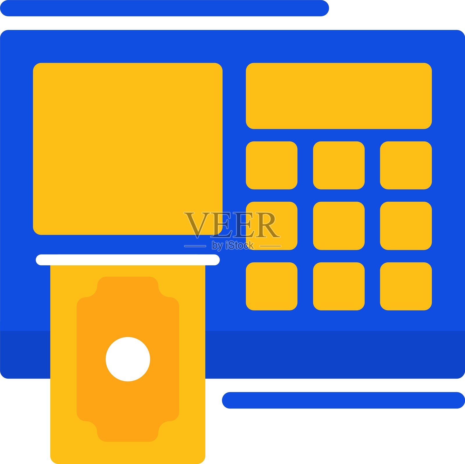 ATM 平面两色图标插画图片素材