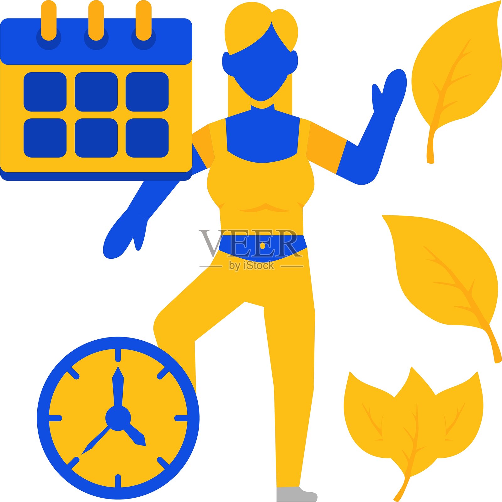 压力管理扁平双色图标插画图片素材