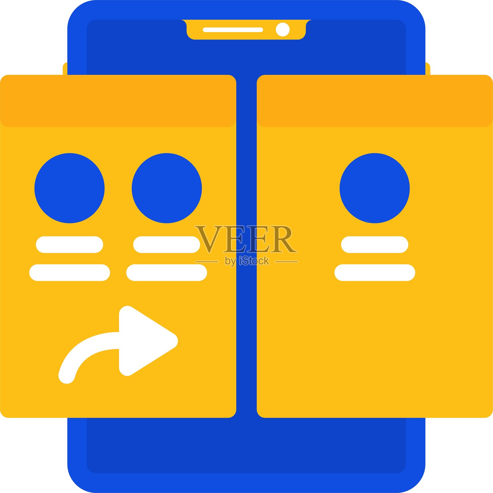 前进扁平双色图标插画图片素材