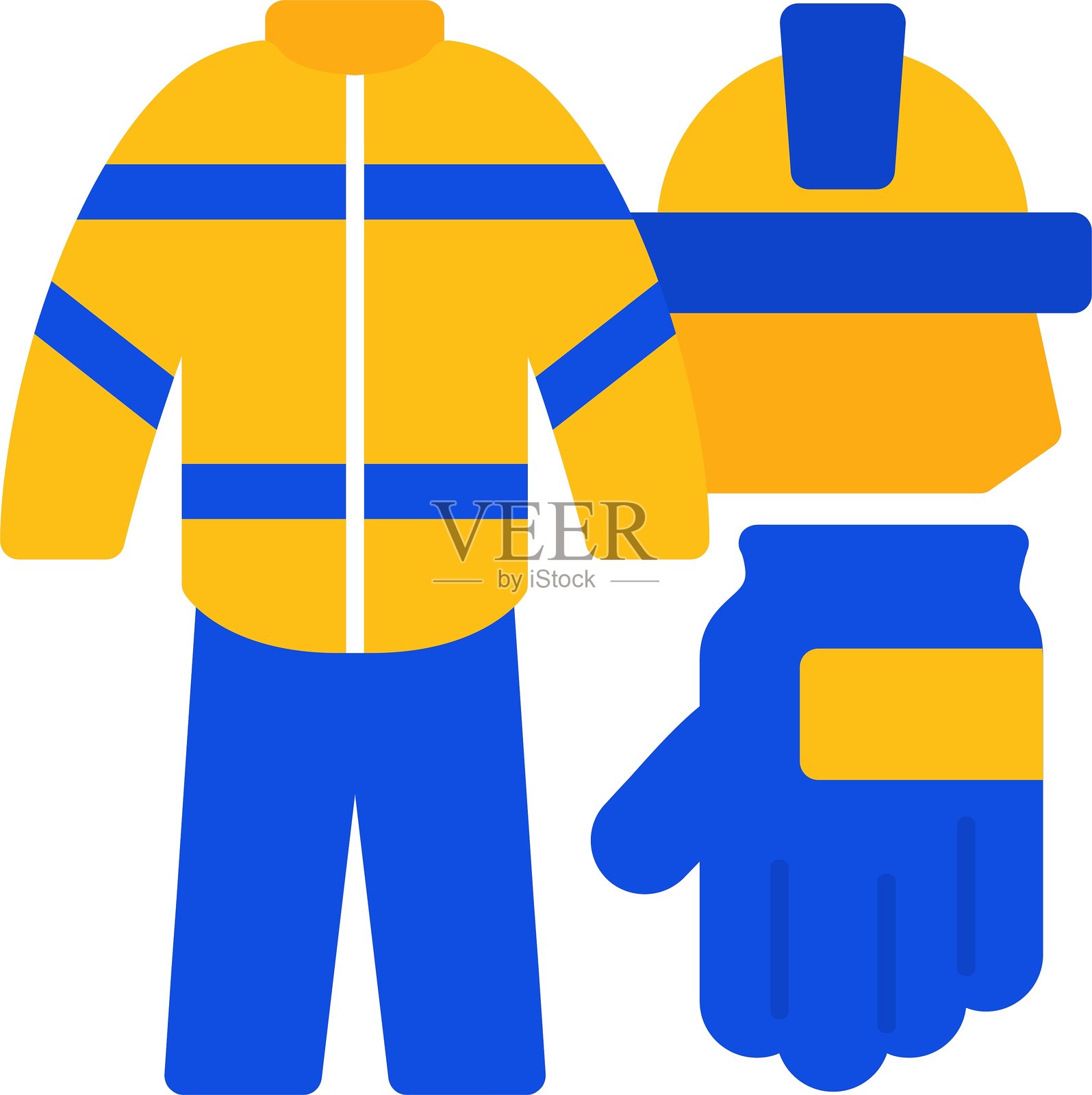 消防员制服扁平双色图标插画图片素材