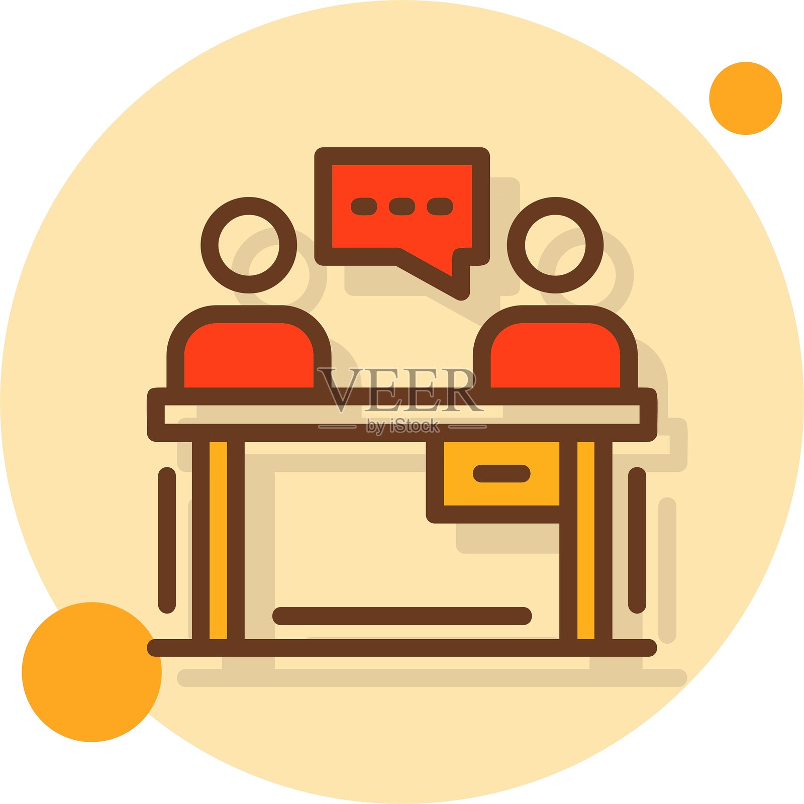 会议填充阴影圆圈图标插画图片素材