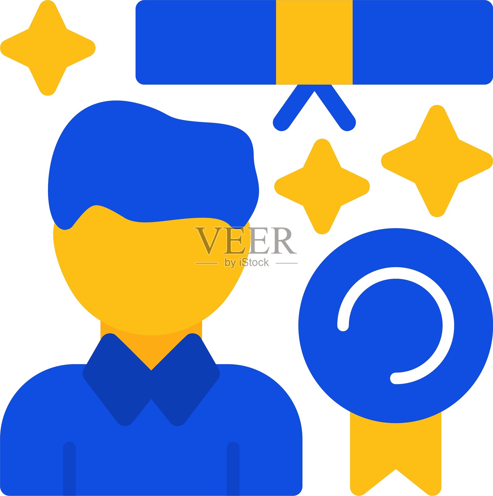 持有文凭的人 indi 扁平化双色图标插画图片素材