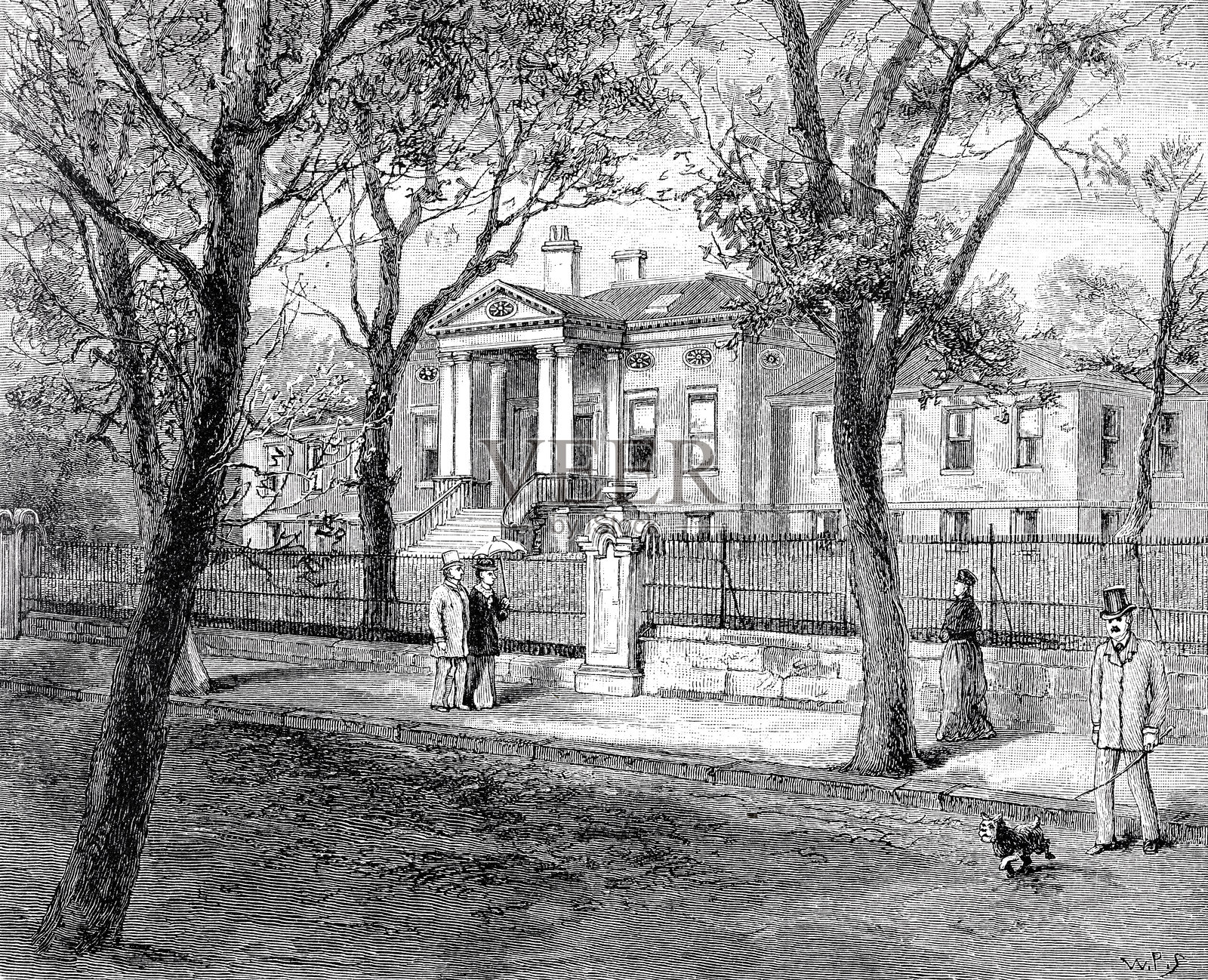 辛辛那提，老朗沃斯庄园插画图片素材