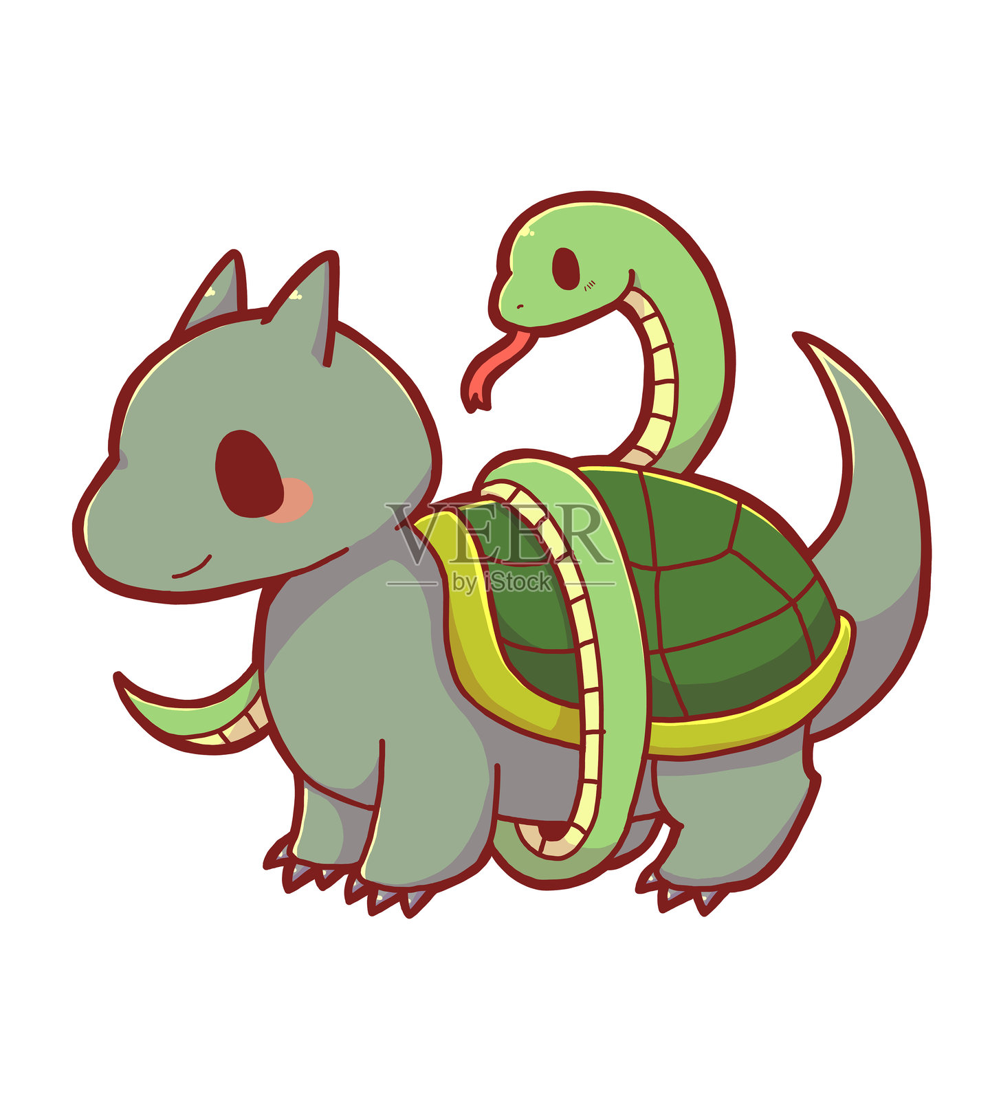 中国神话中的玄武插画图片素材