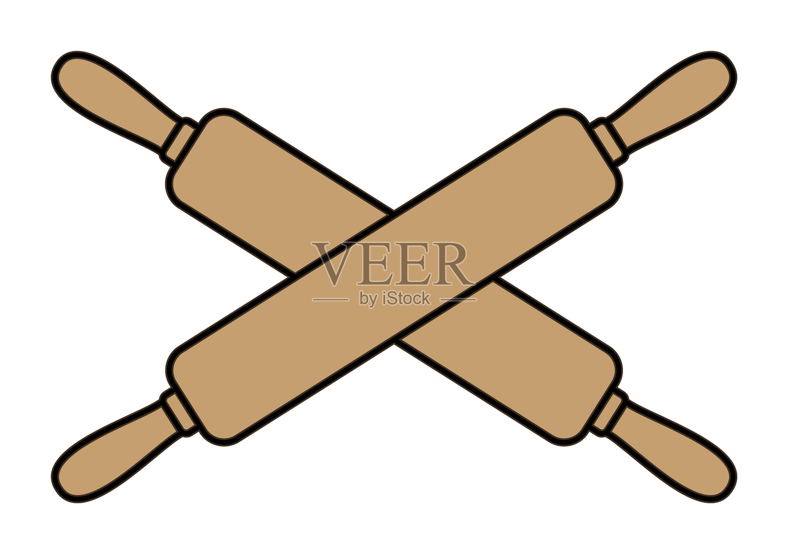 透明背景上的交叉擀面杖烘焙插图插画图片素材