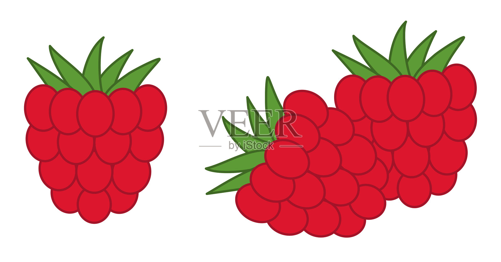卡通红树莓剪贴画插图，透明背景插画图片素材