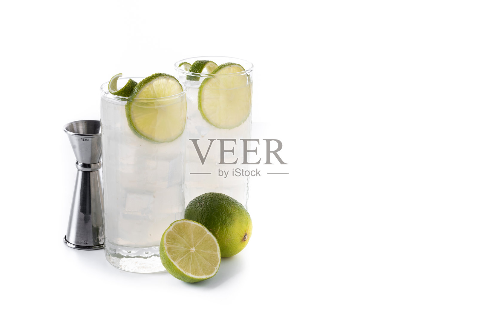 青柠金菲兹鸡尾酒照片摄影图片