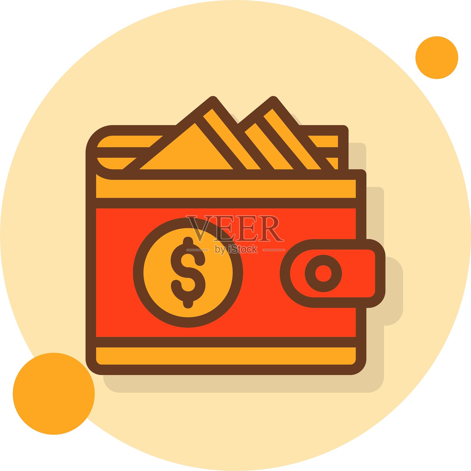 钱包填充阴影圆形图标插画图片素材