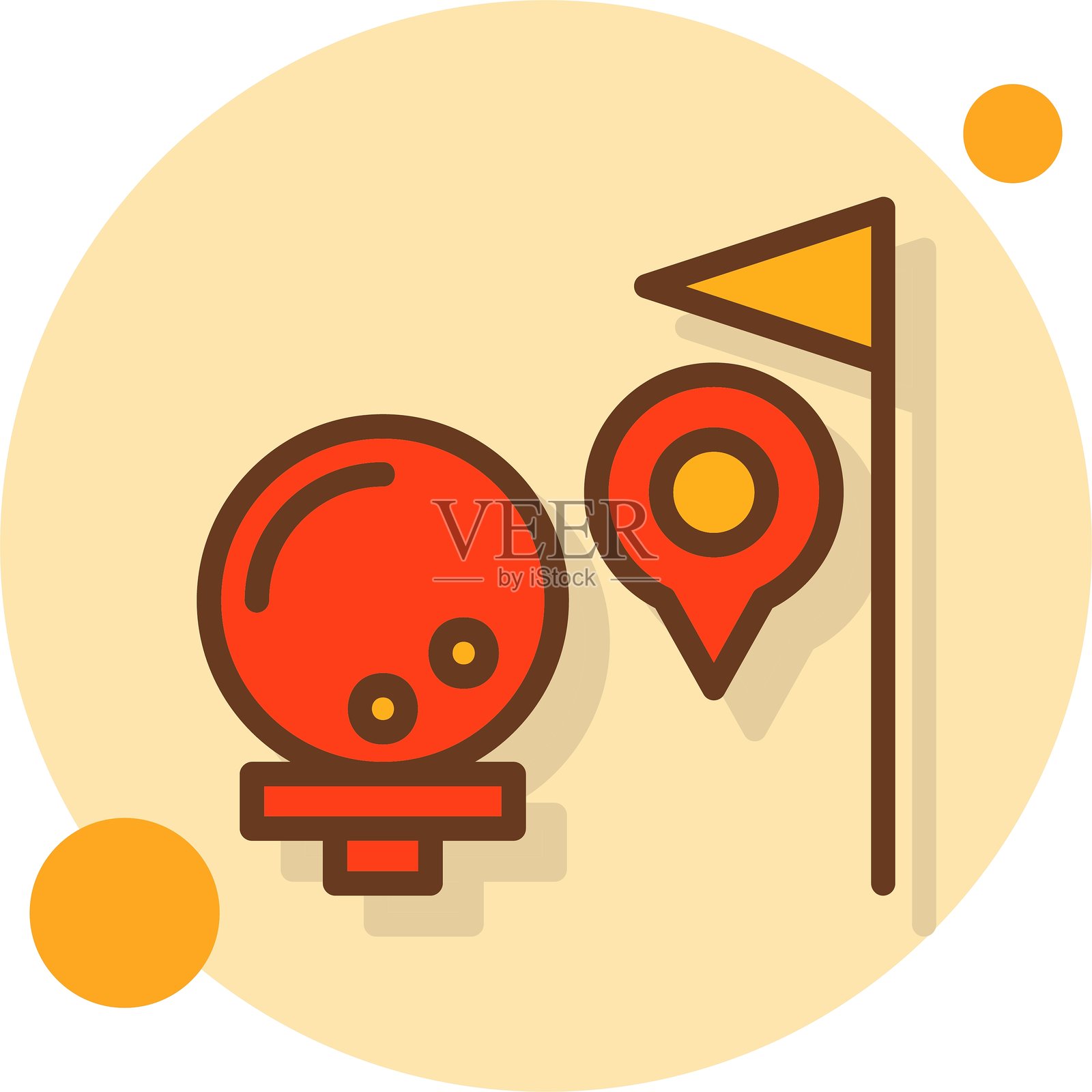 高尔夫球填充阴影圆圈图标插画图片素材