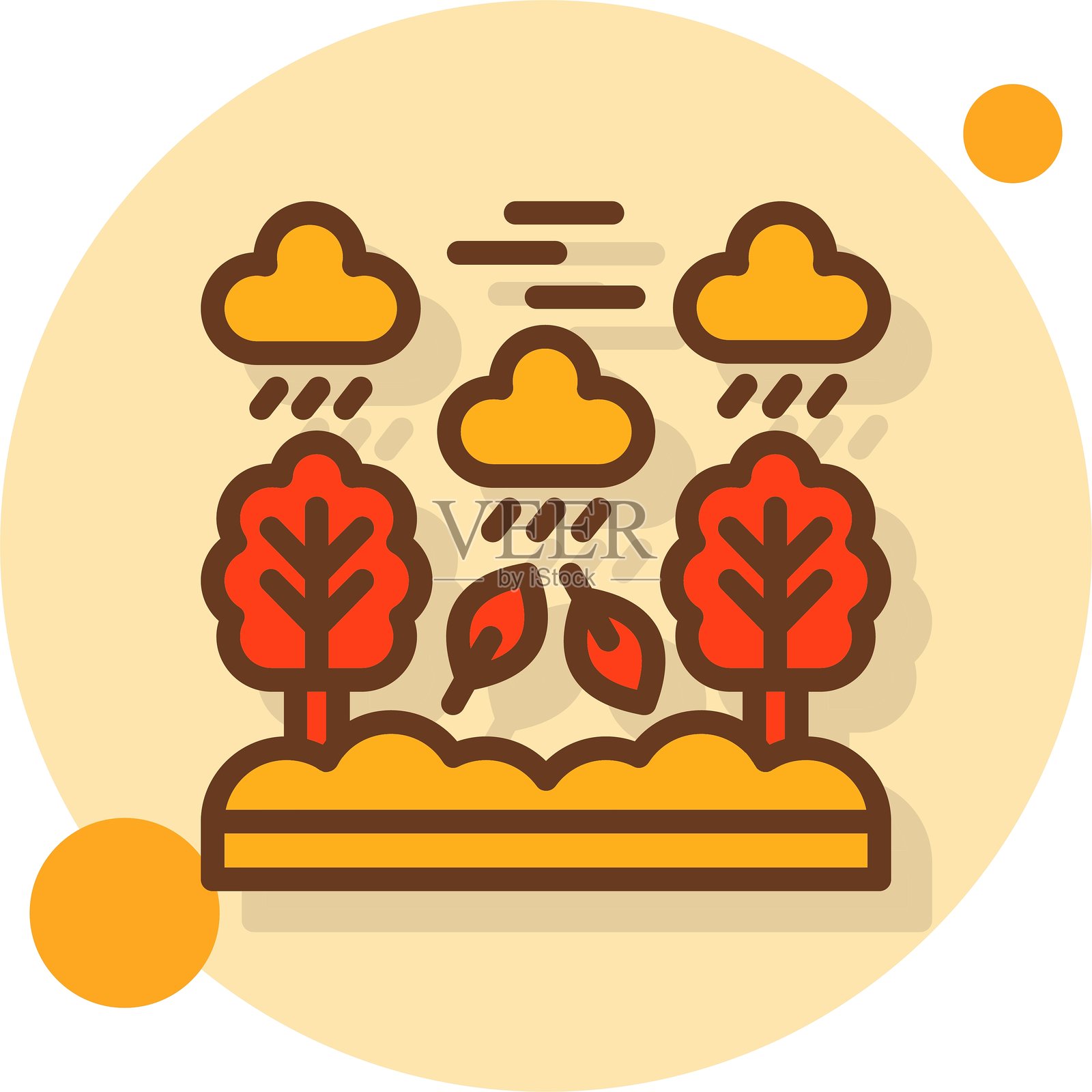 雨林填充阴影圆圈图标插画图片素材