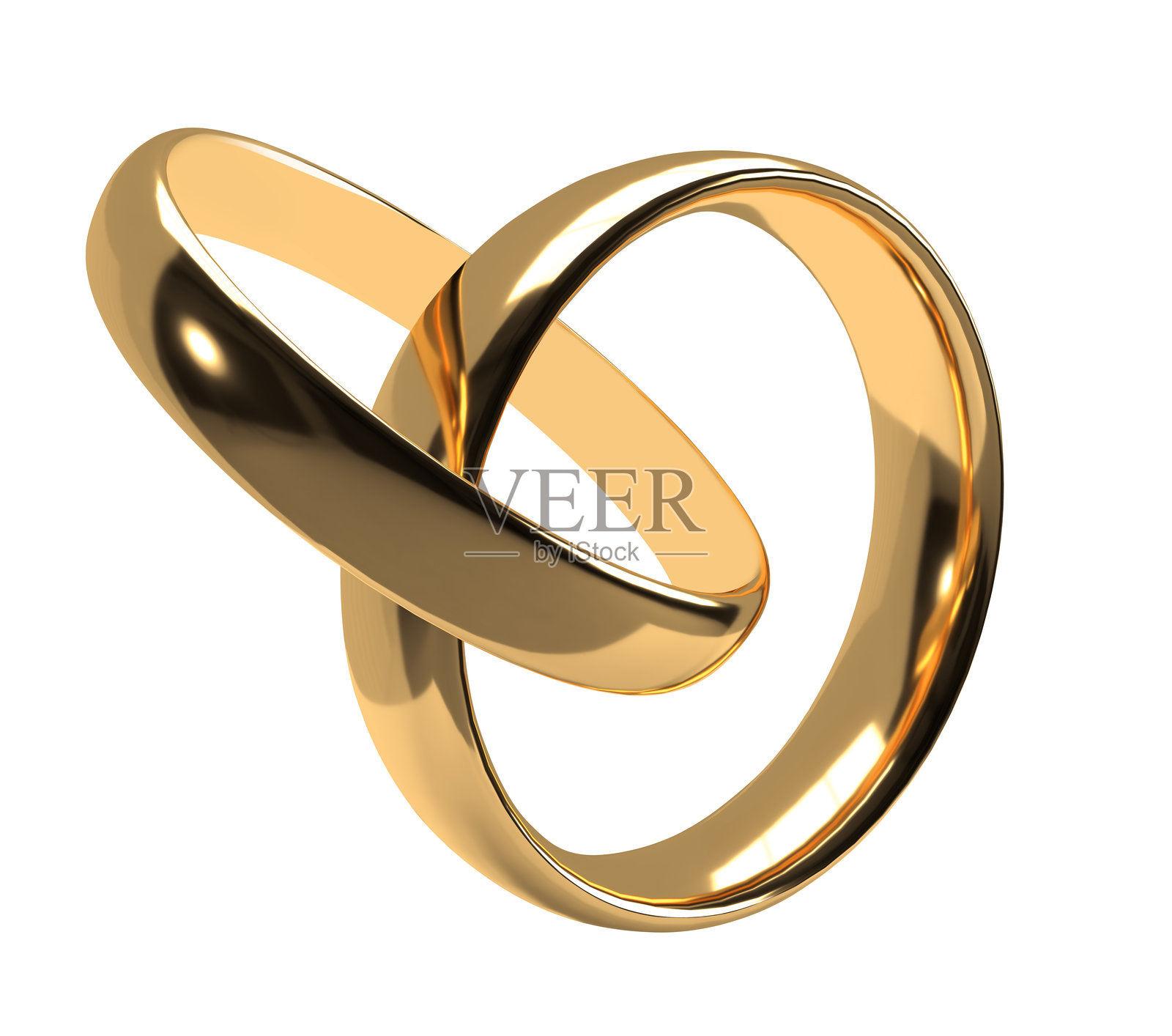 金色婚戒。情人节贺卡、婚礼邀请函用的3D金戒指照片摄影图片