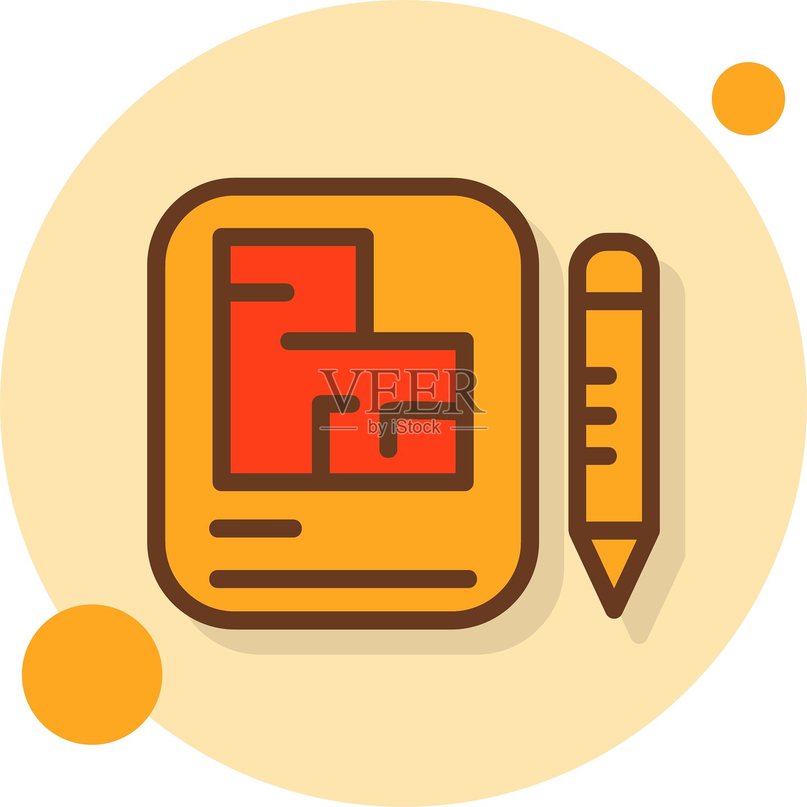 蓝图填充阴影圆形图标插画图片素材