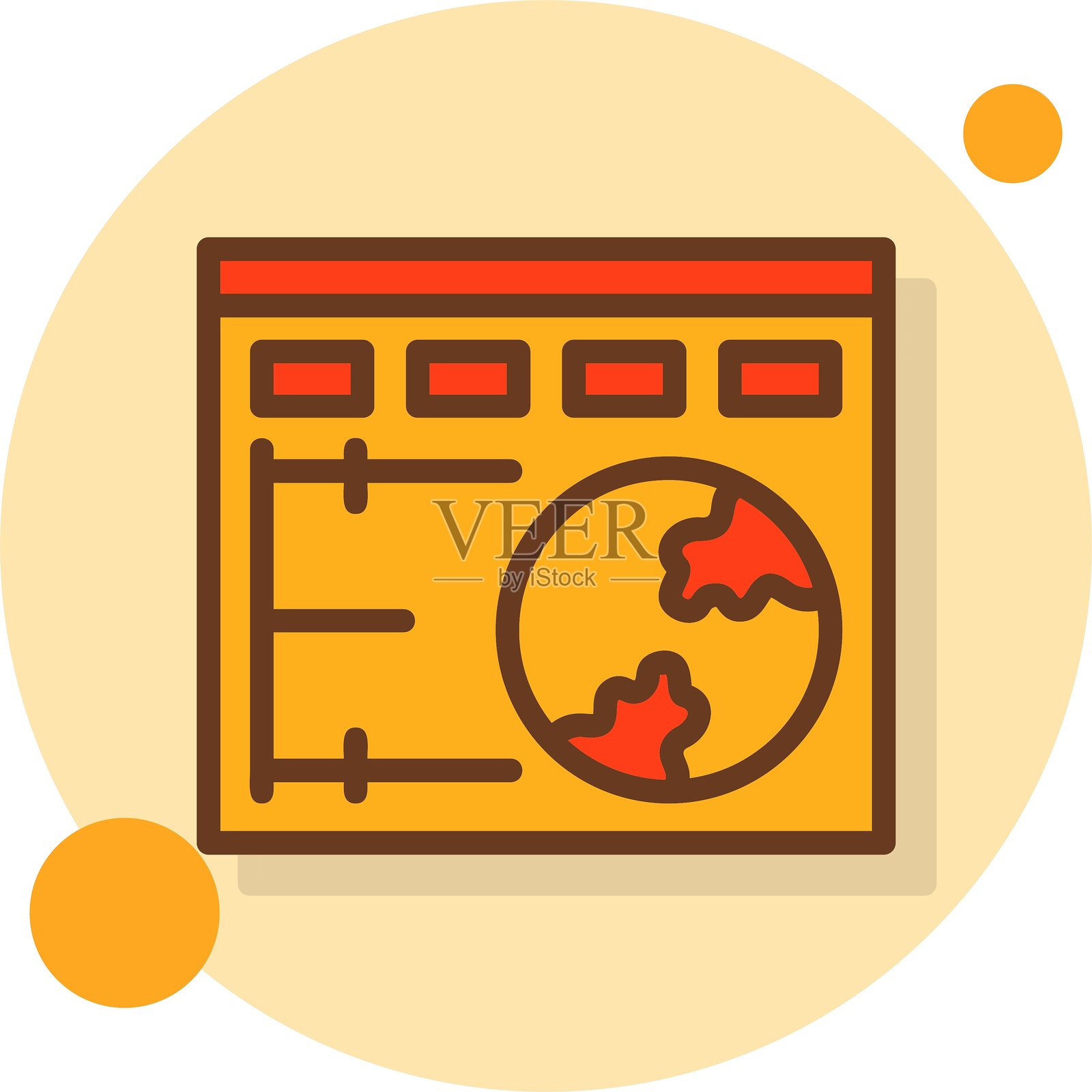 地球填充阴影圆圈图标插画图片素材