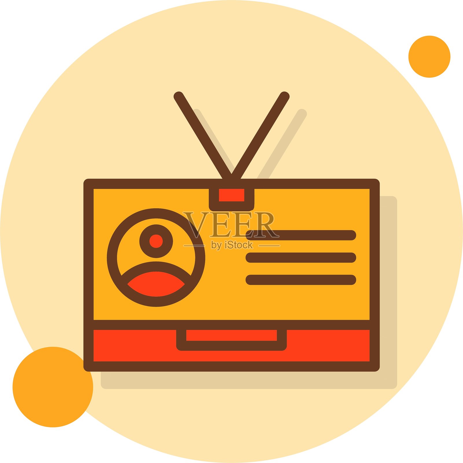 身份证徽章填充阴影圆形图标插画图片素材