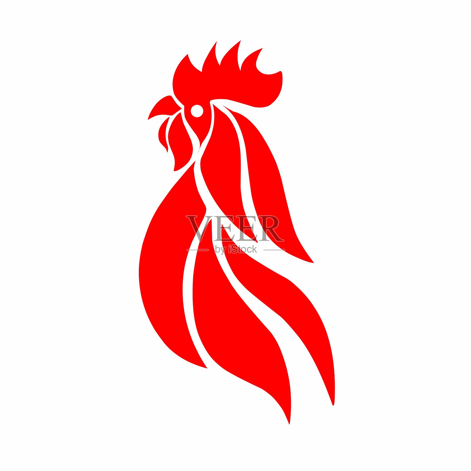 抽象部落艺术设计插图，描绘一只公鸡插画图片素材