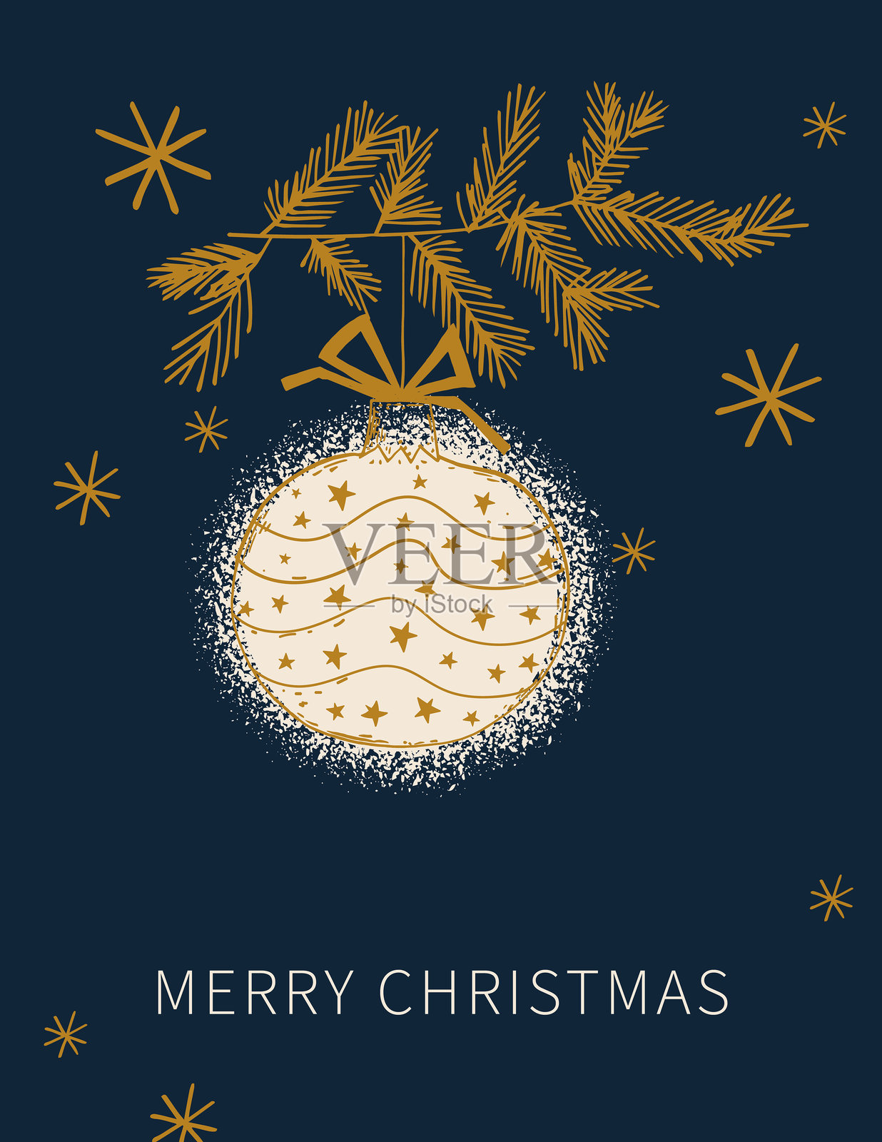 复古圣诞装饰横幅插画图片素材