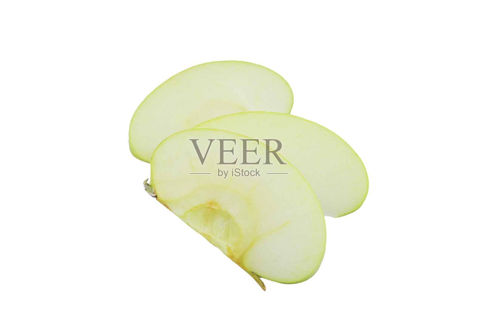 高质量的绿色苹果切片，孤立在白色背景上照片摄影图片