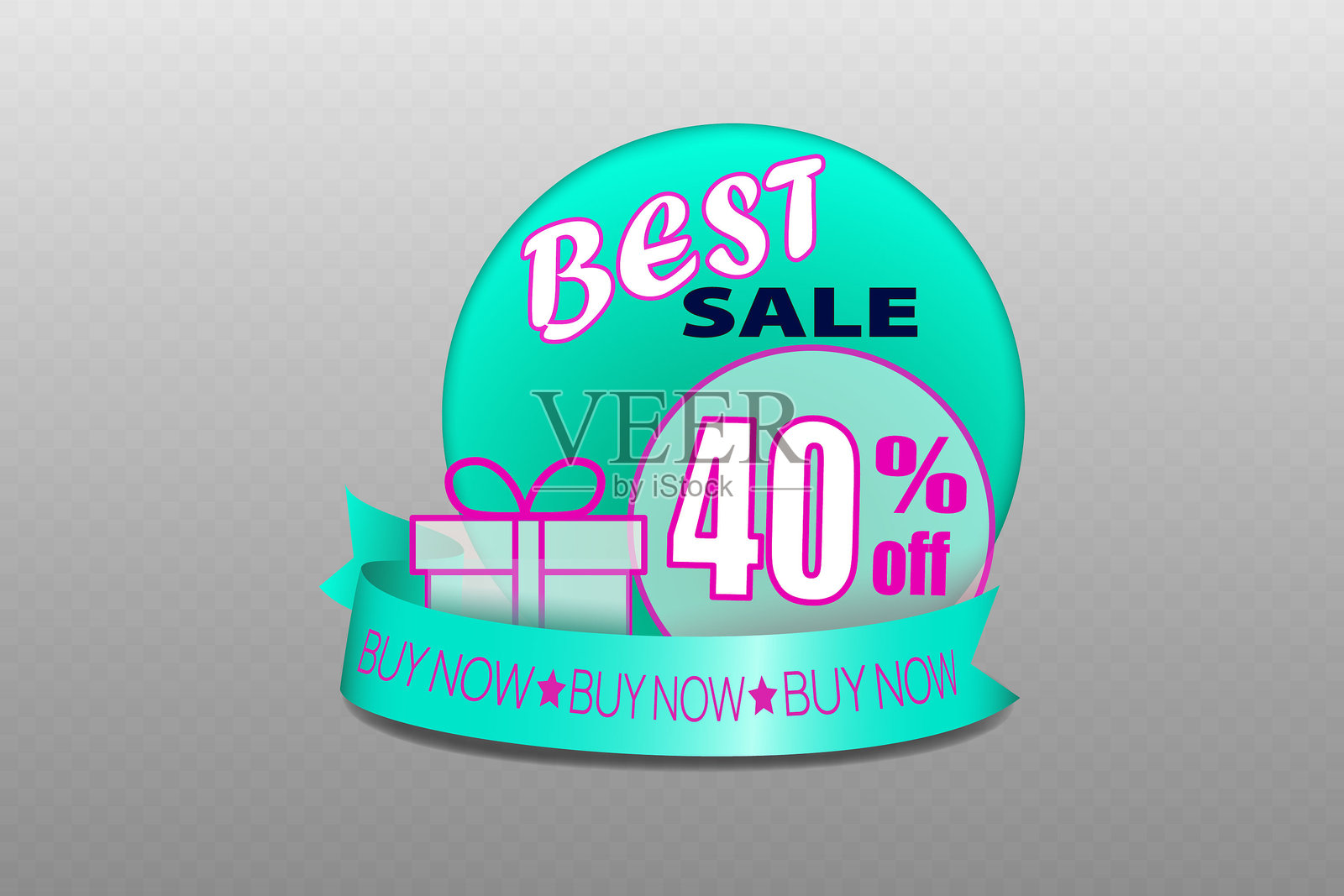 透明背景上的40%折扣贴纸。插画图片素材