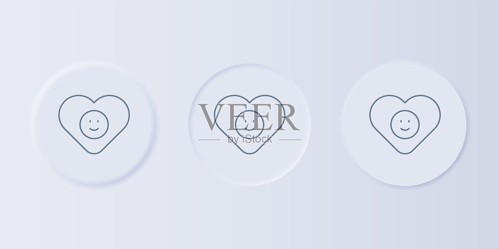 灰色良好关系图标，背景为灰色。浪漫关系或愉快会面的概念。方形按钮中的图标集合。矢量图。插画图片素材