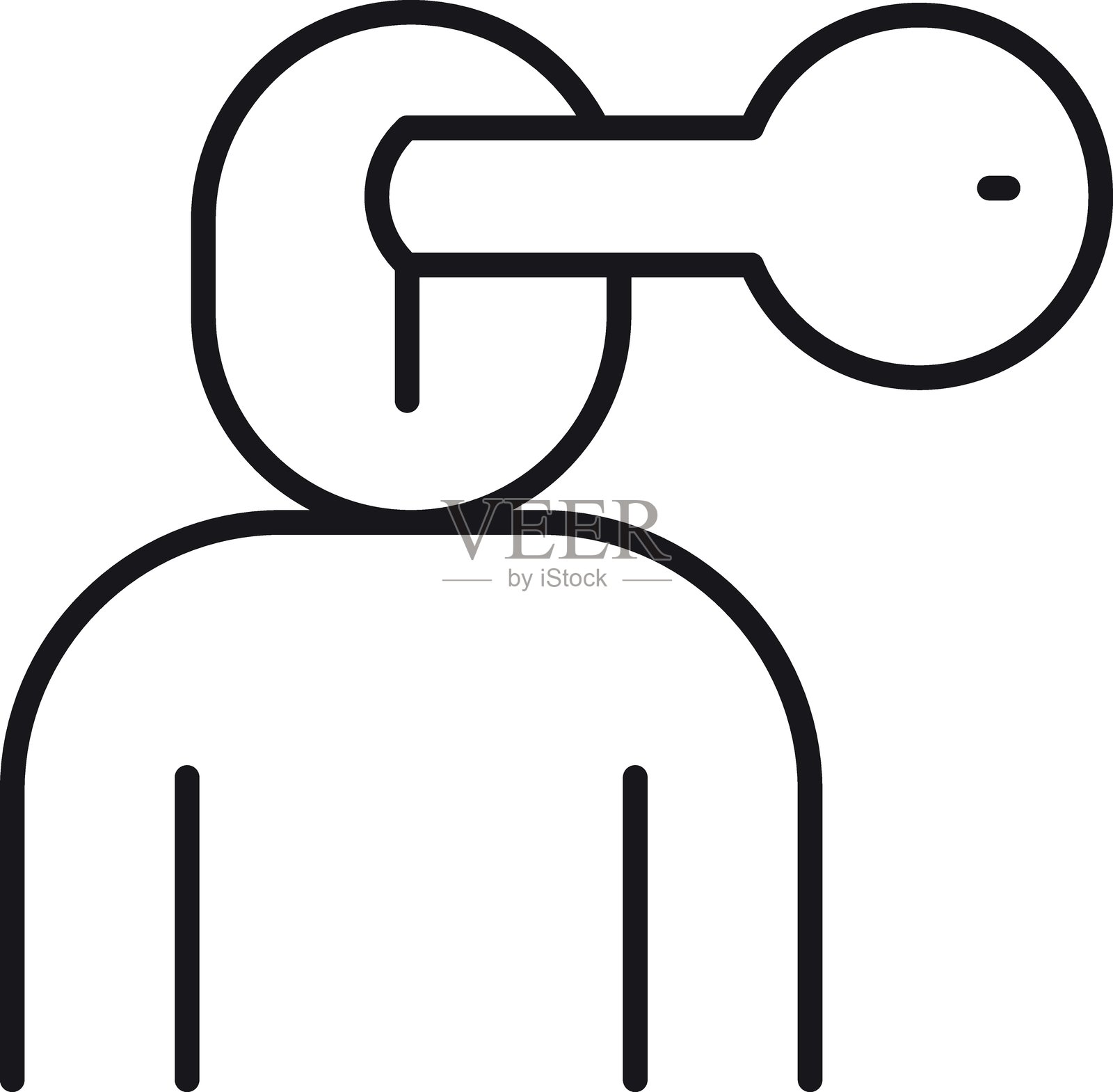 抽象插图：一个头部是钥匙的人，采用细线风格。插画图片素材