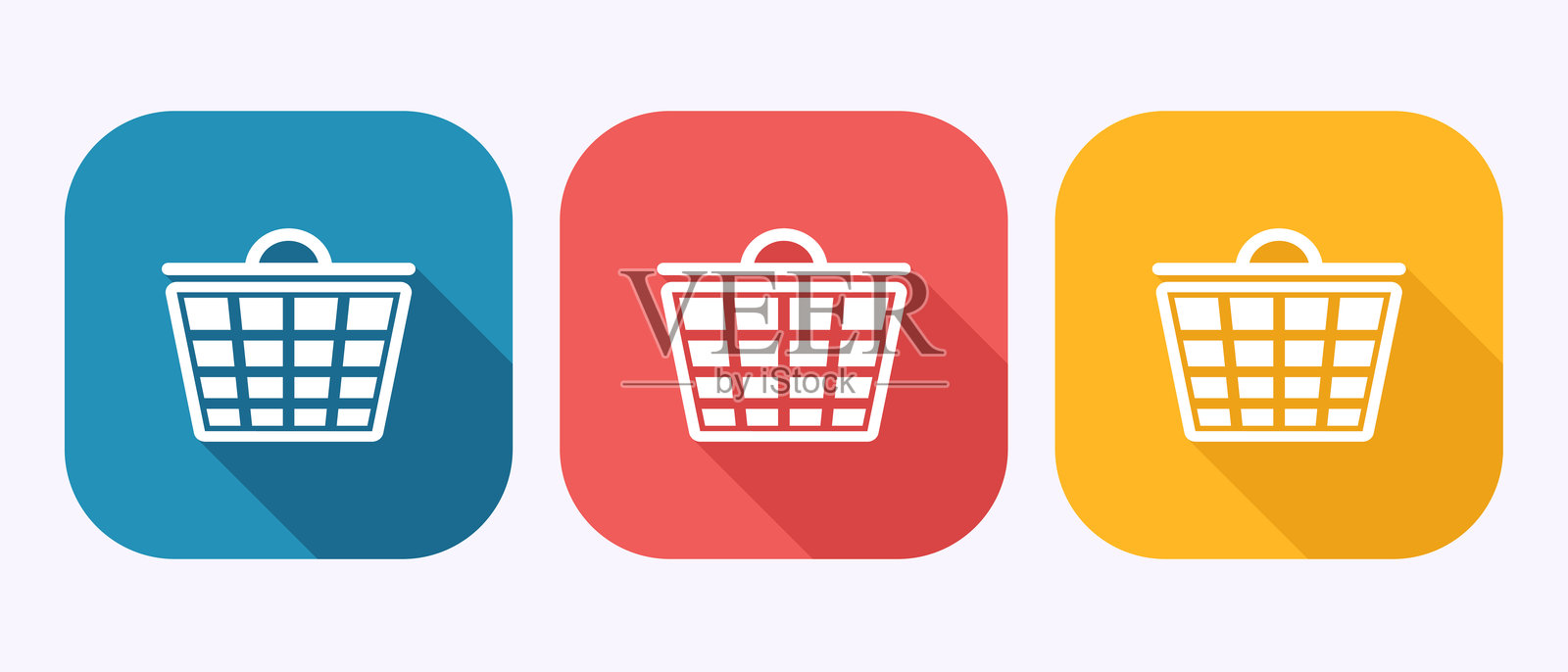 购物篮图标设计插图，阴影按钮设计中的购物篮符号插画图片素材