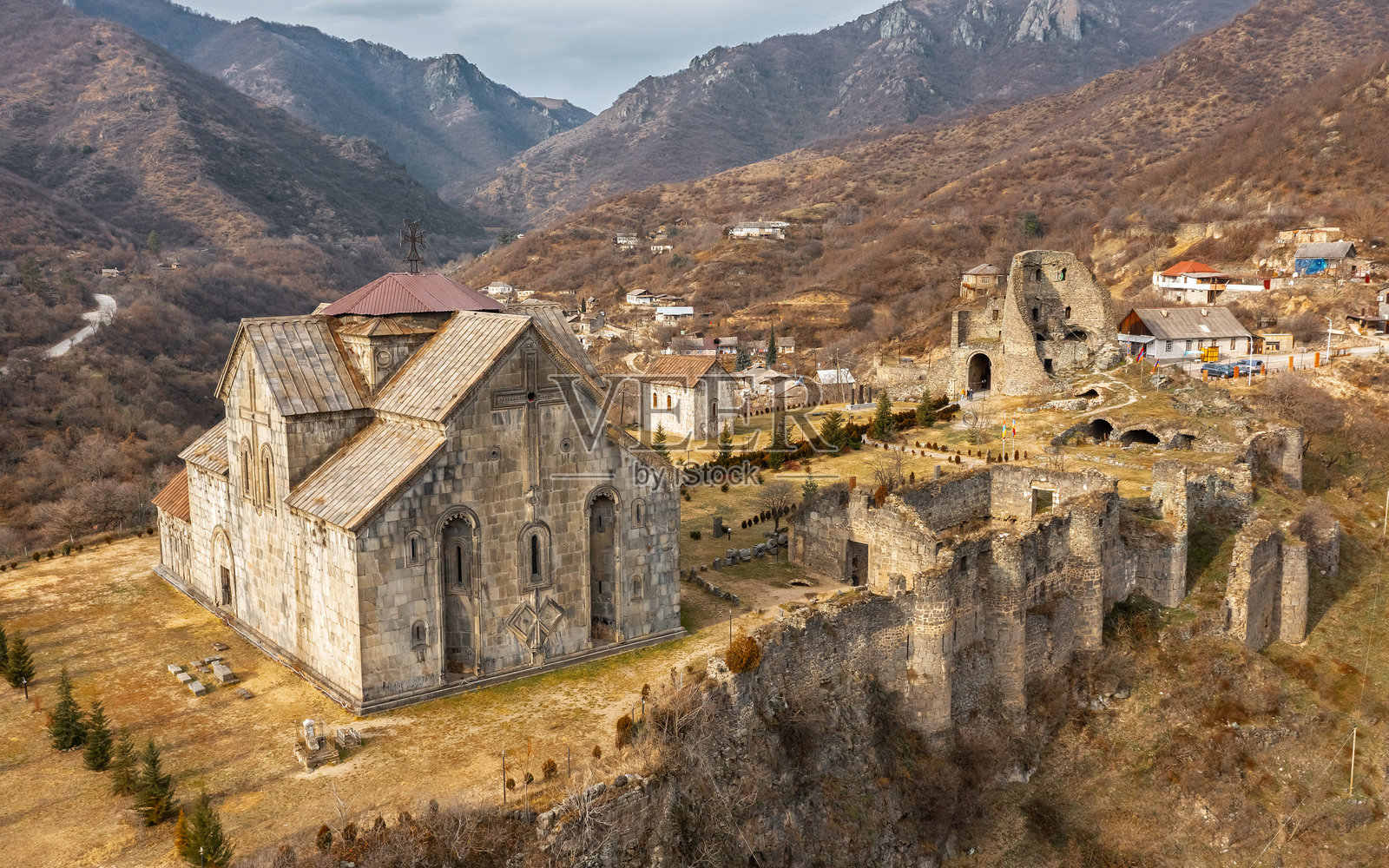阿赫塔拉修道院堡垒的鸟瞰图照片摄影图片