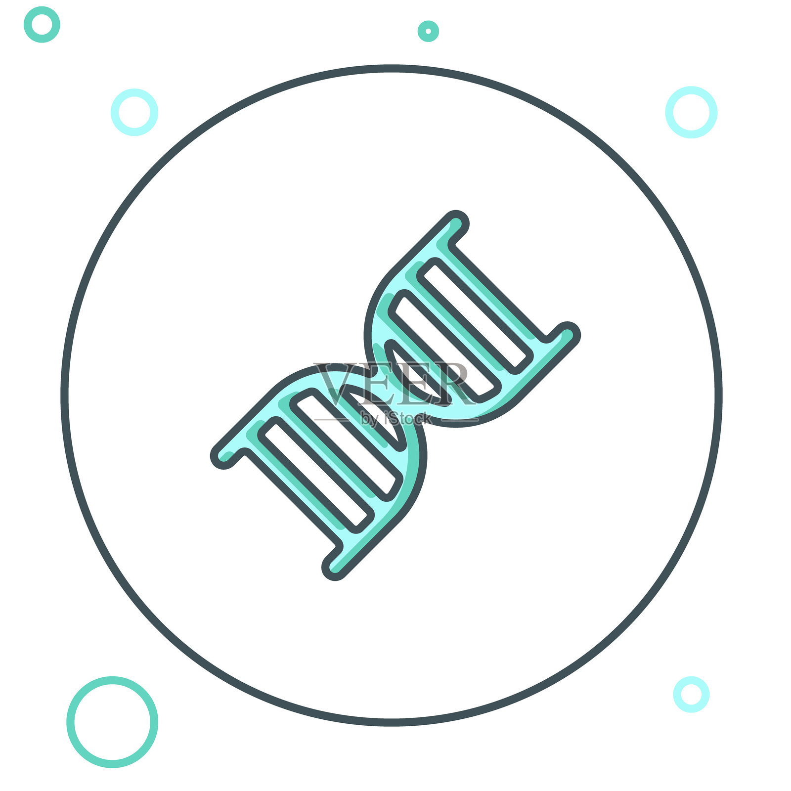 线条DNA符号图标，背景为白色。彩色轮廓概念。矢量图。插画图片素材