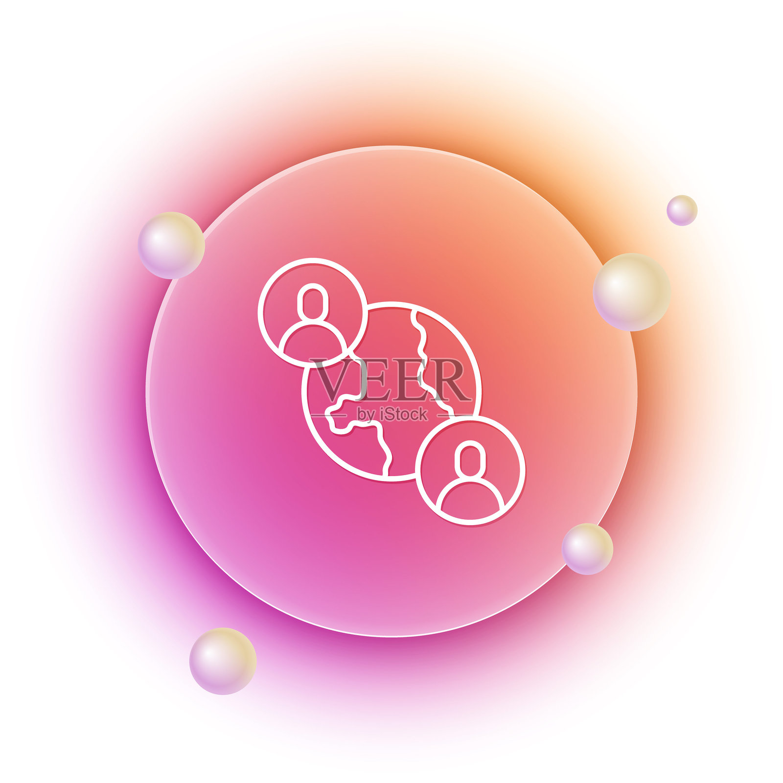 白色的BFF或永远的好朋友图标，背景为橙色和粉色渐变圆圈。矢量图。插画图片素材