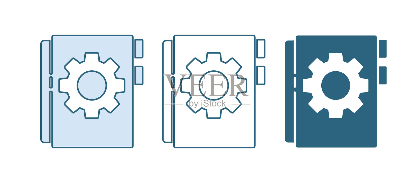 蓝色用户手册图标，背景为白色。用户指南书。使用前请阅读。矢量图。插画图片素材