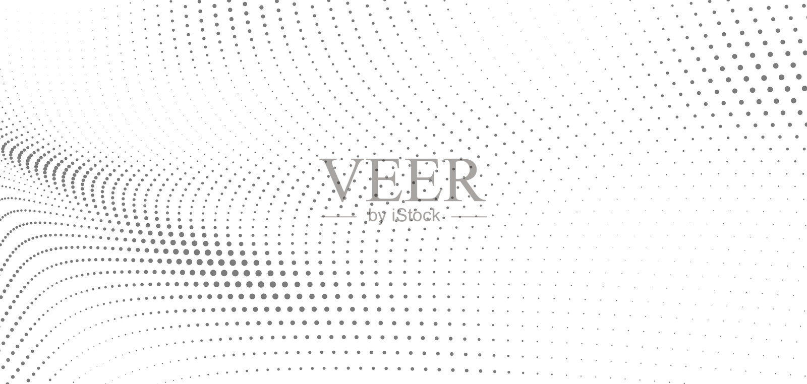 黑白渐变的半色调点在曲线网状波纹中流动，适合用于数字背景、抽象矢量艺术和流体设计过渡。插画图片素材