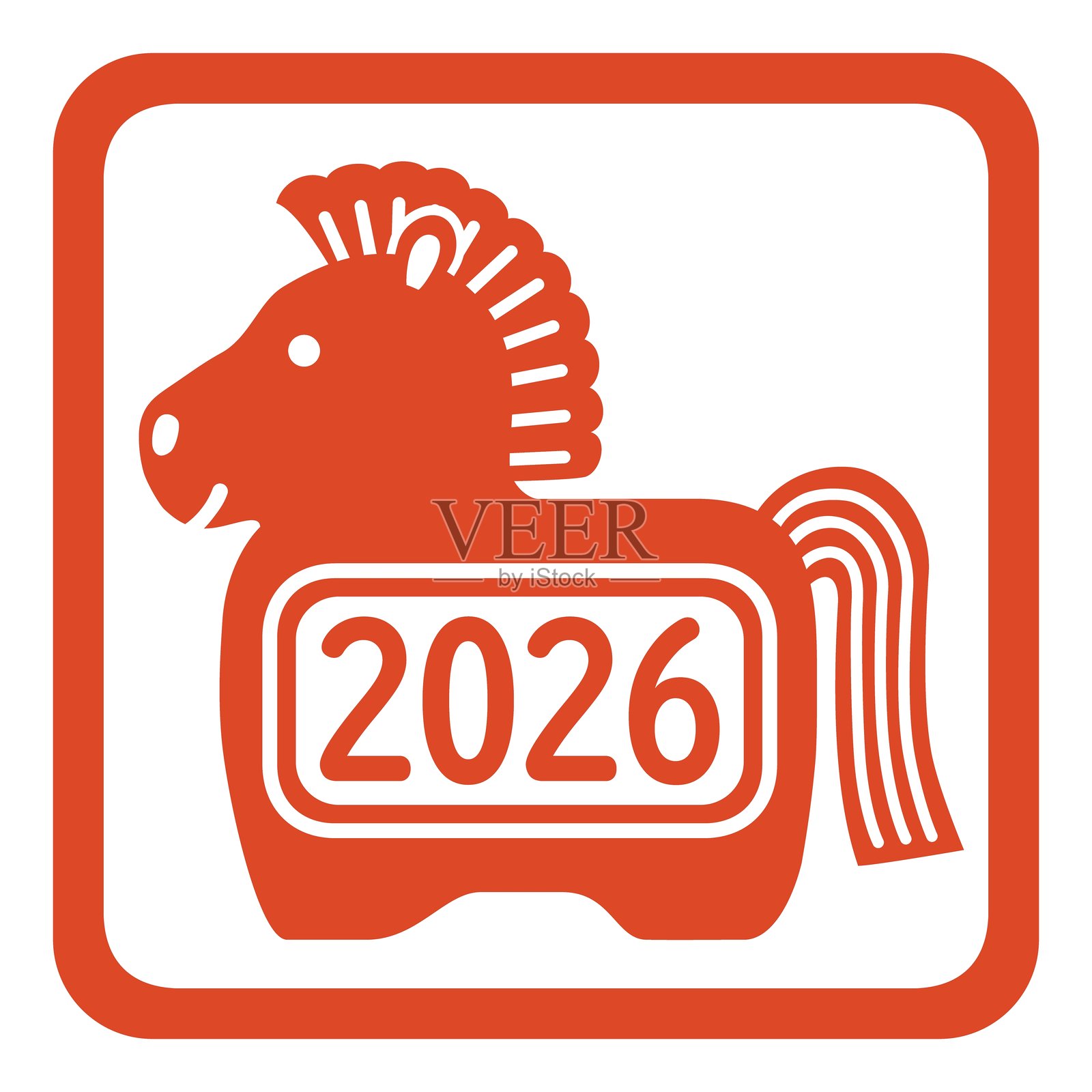 孤立在白色背景上的马印章插画图片素材