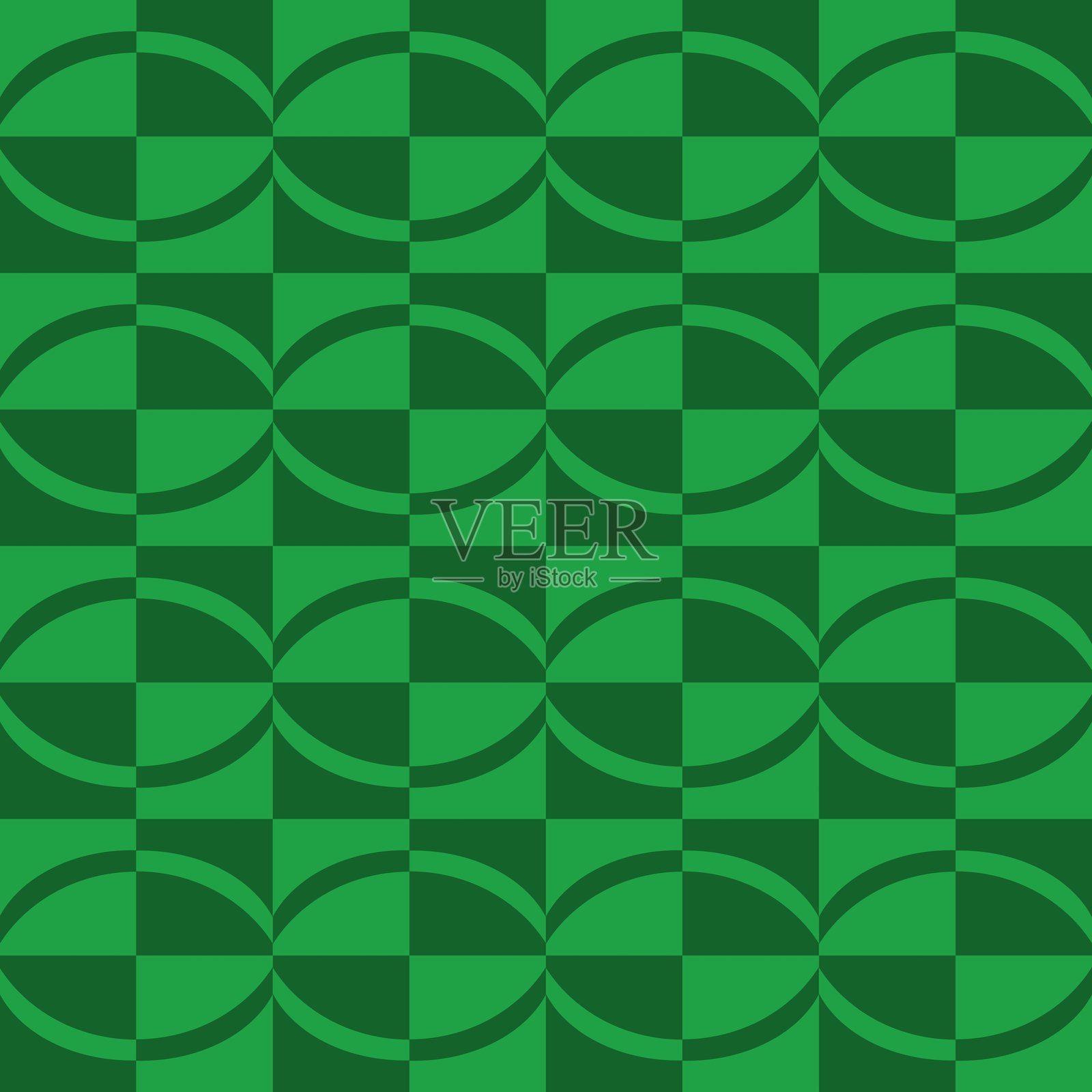 绿色无缝图案，方形，椭圆形，平滑线条，正方形插画图片素材