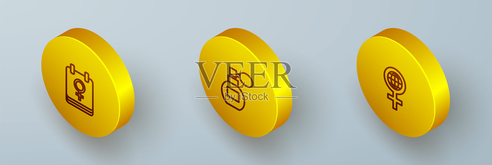 等距线性日历，包含3月8日、香水和国际妇女节图标。矢量图。插画图片素材