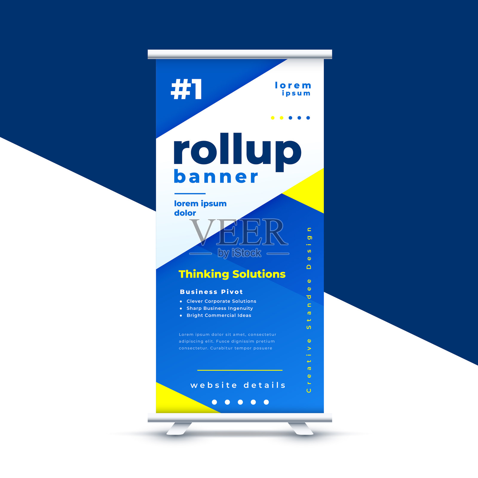 时尚的卷起式展架页面横幅用于公司品牌推广插画图片素材