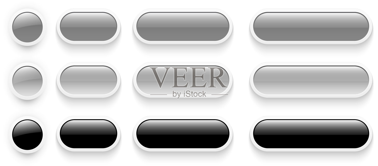 灰色和黑色按钮，网站有趣的导航面板。插画图片素材