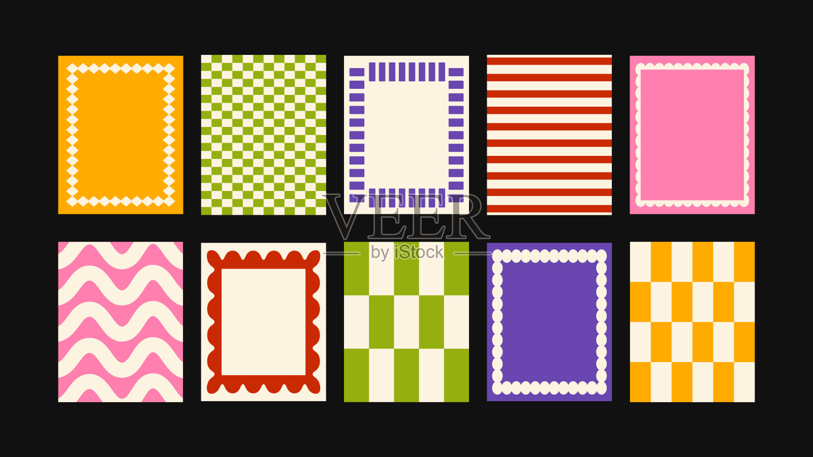 明亮的极简海报，带有圆角边框，方形海报配有俏皮的波浪边缘。非常适合有趣的信息、大胆的声明，或为任何设计增添波普艺术的风格。插画图片素材