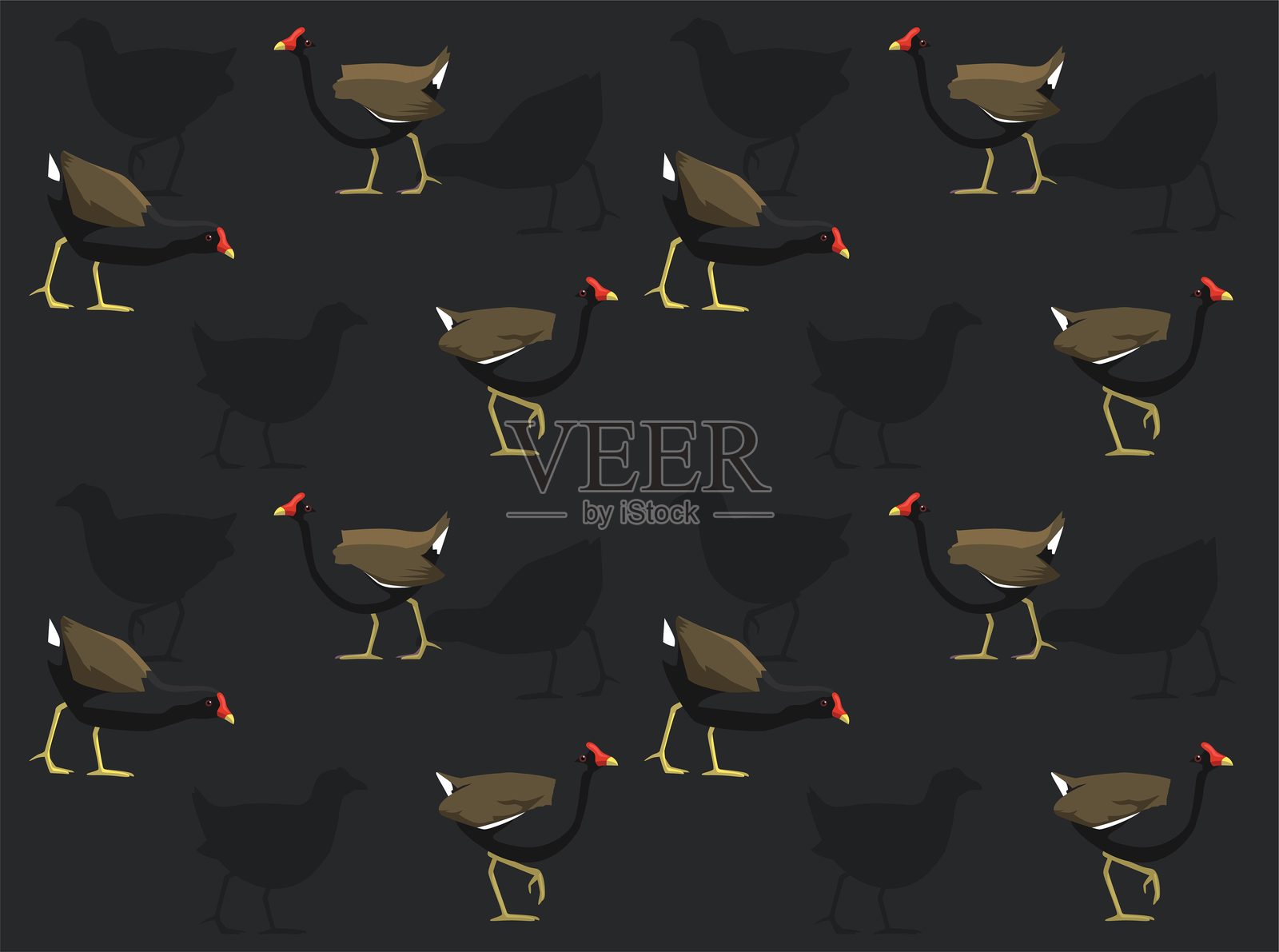 普通水鸡鸟卡通角色无缝壁纸背景插画图片素材