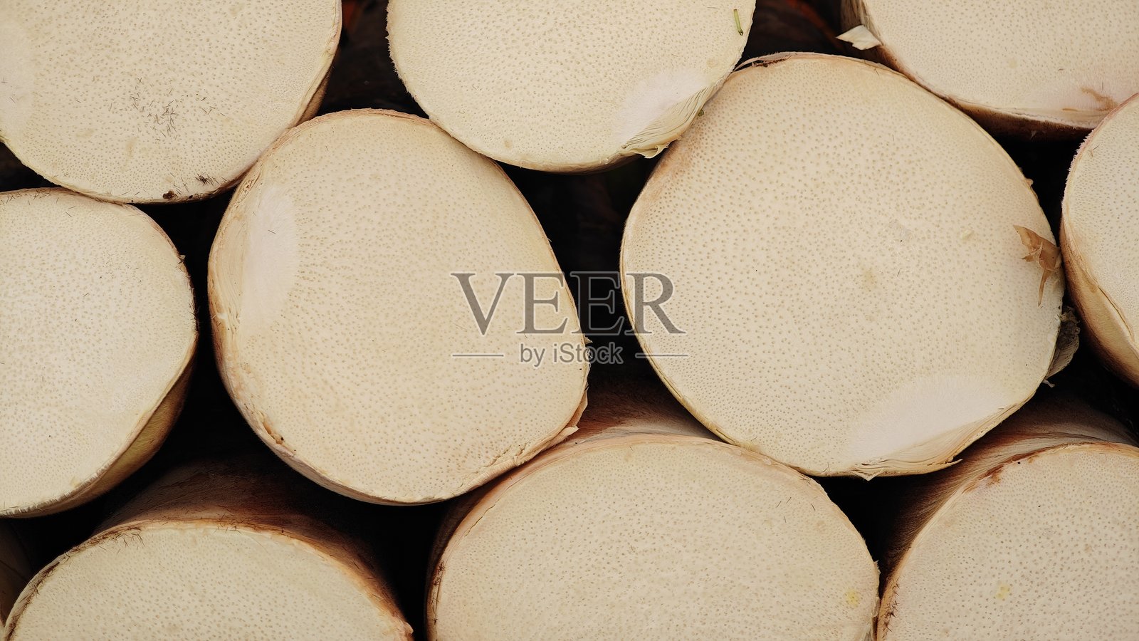 市场上新鲜采摘的竹笋。照片摄影图片