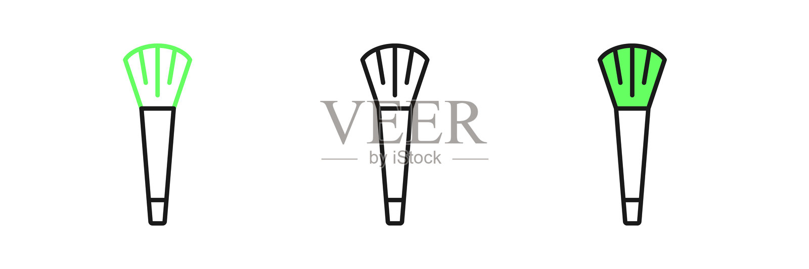 化妆刷图标，背景为白色。矢量图。插画图片素材