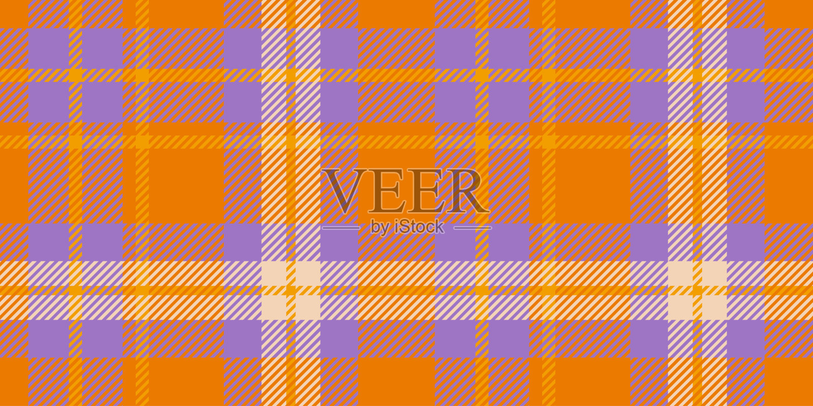 明亮的橙色和紫色格子图案，呈现出均衡的棋盘式设计。插画图片素材
