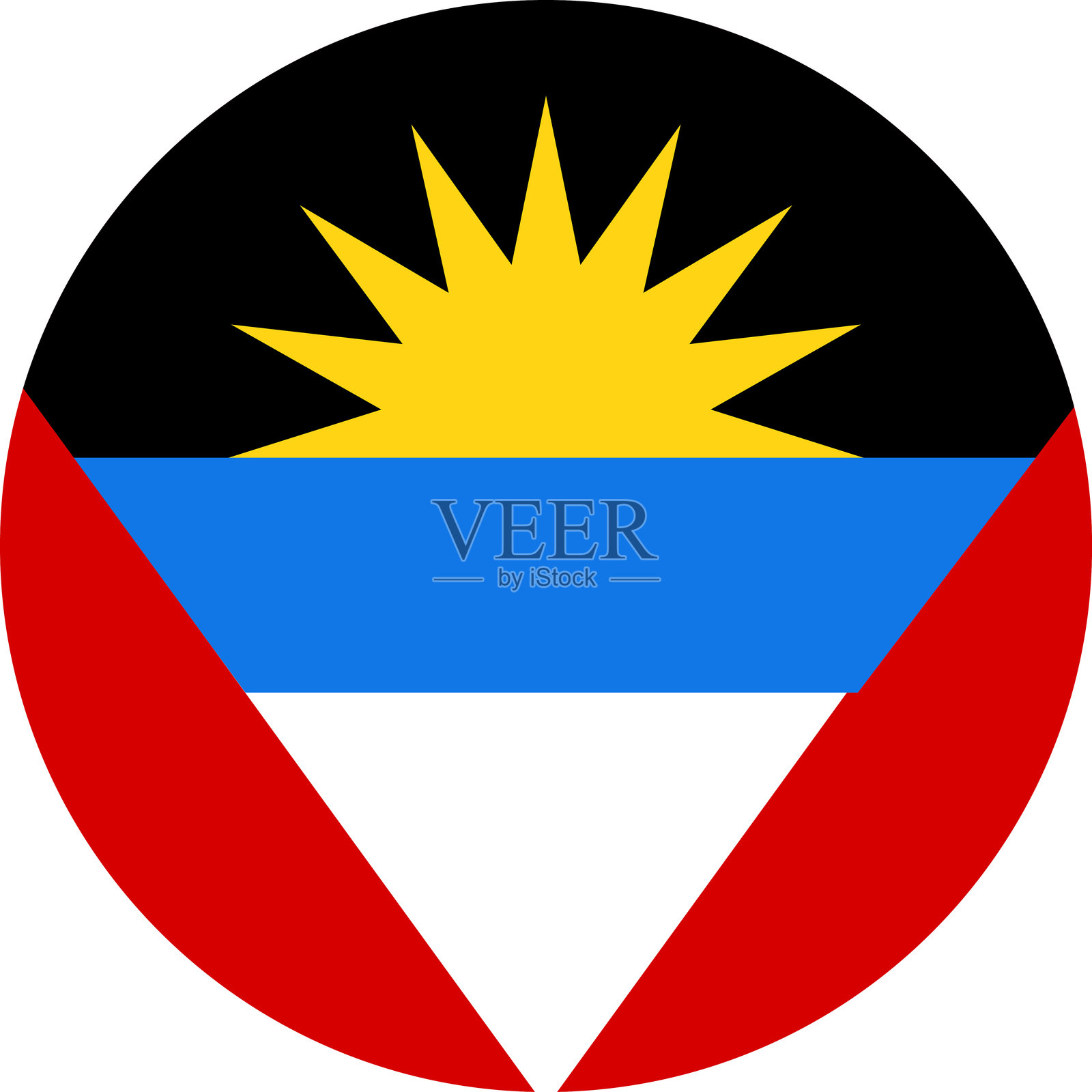 安提瓜和巴布达国旗插图，圆形设计插画图片素材