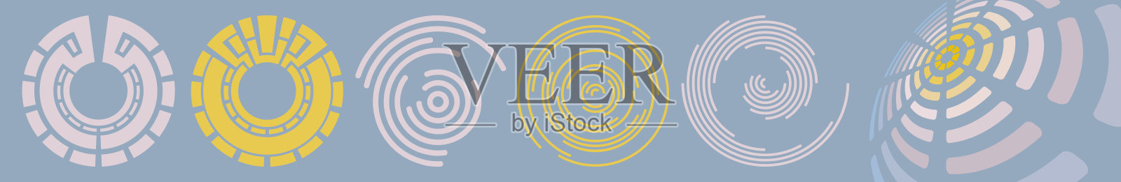圆形被分成8个相等的扇区或部分。声音信号。由线条构成的圆形元素，带有旋转效果。带有涡旋的设计元素。适用于封面、商业、科技或科学的矢量图。插画图片素材