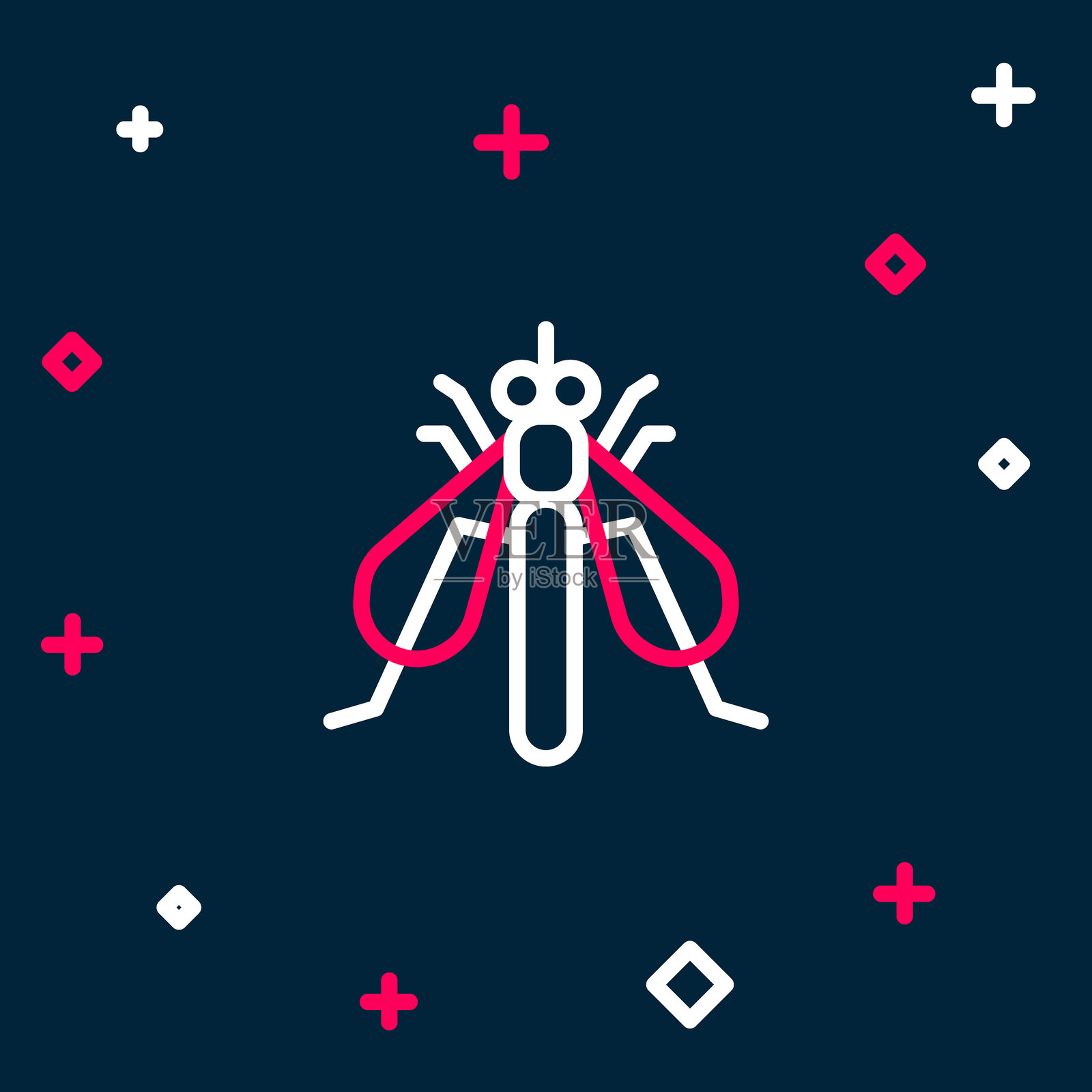 蓝色背景上的实验性昆虫图标。彩色轮廓概念。矢量图。插画图片素材