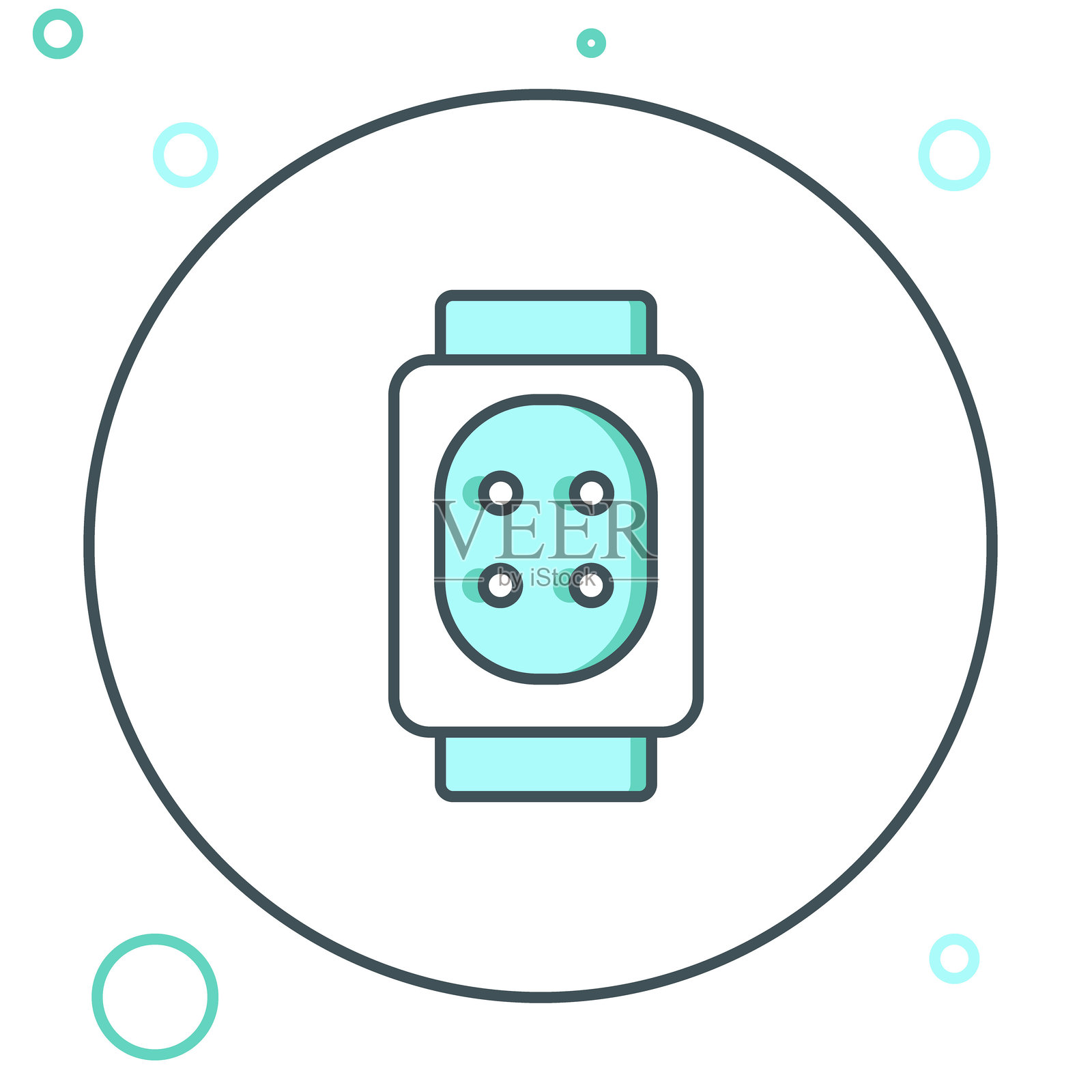 膝盖护垫图标，线条风格，背景为白色。极限运动。滑板、自行车、轮滑保护装备。彩色轮廓概念。矢量图。插画图片素材