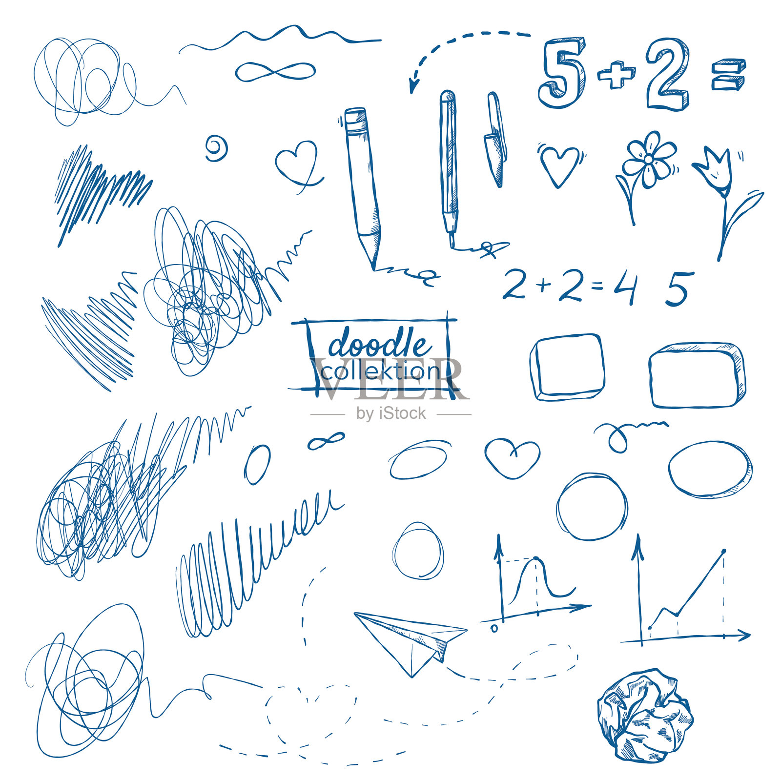 手绘学校涂鸦集插画图片素材