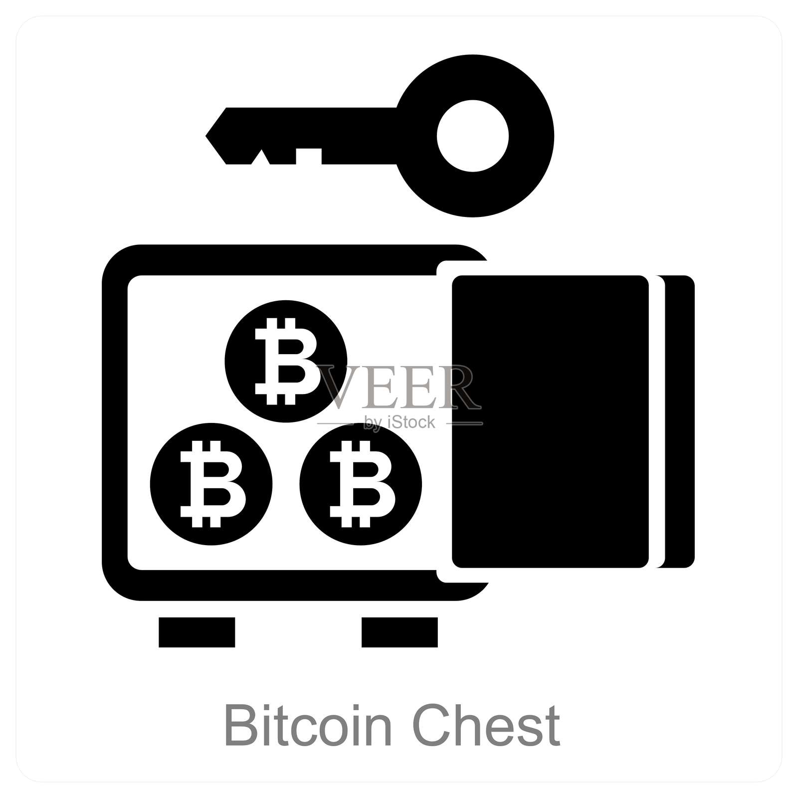 比特币宝箱插画图片素材