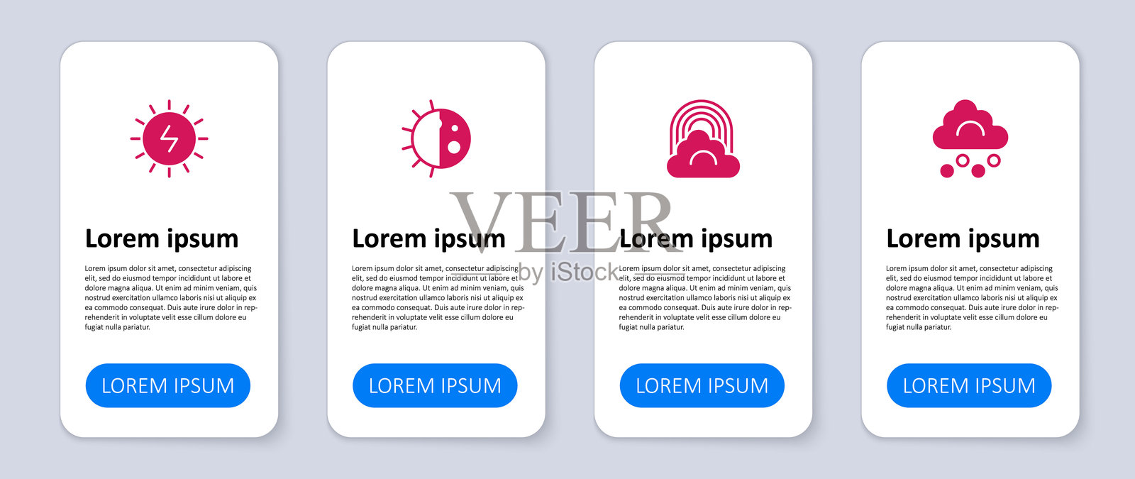 设置冰雹云、彩虹、昼夜循环和太阳能面板的商业信息图模板。矢量图。插画图片素材