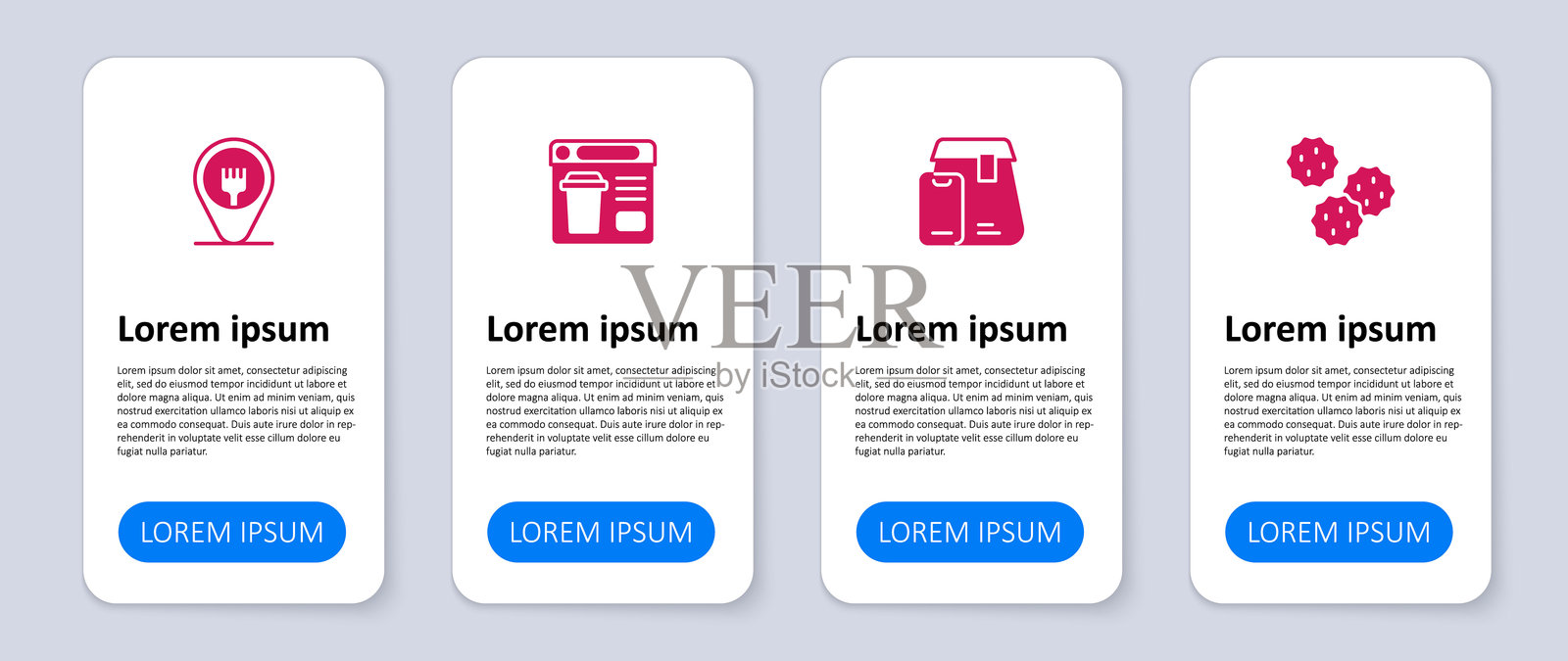 饼干或饼干，在线订餐，咖啡馆和餐厅位置。商业信息图表模板。矢量图。插画图片素材